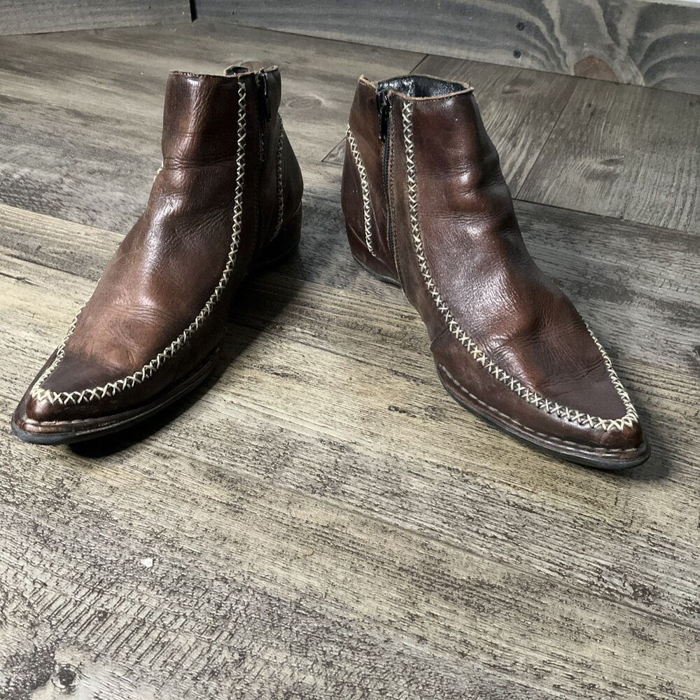 Pikolinos Womens Shoes 40/US 10/Brown Leather Square Toe Western Booties